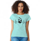 C Green cotton women's western wear t-shirt, printed design on front, wash care: machine or hand wash (S36, M38, L40, XL42)